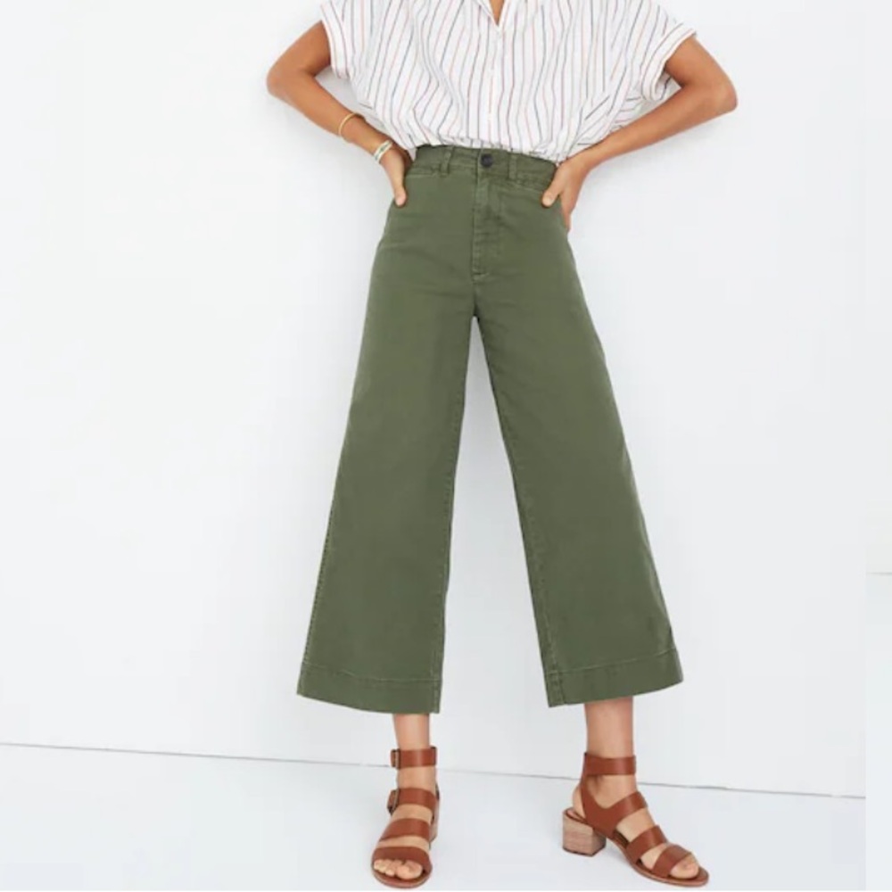 Madewell Emmett Wide Leg Crop Pants Green